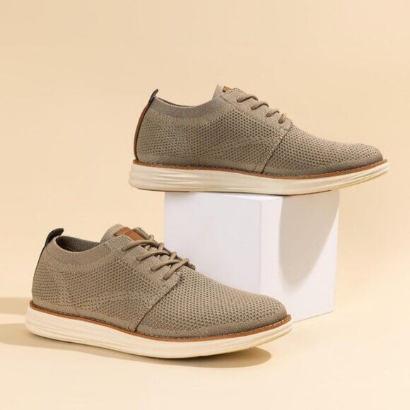 ⚡Bruno Marc Men Khaki Knit Flex Mesh Oxfords Lace-Up Lightweight Casual Sneakers - Picture 7 of 7